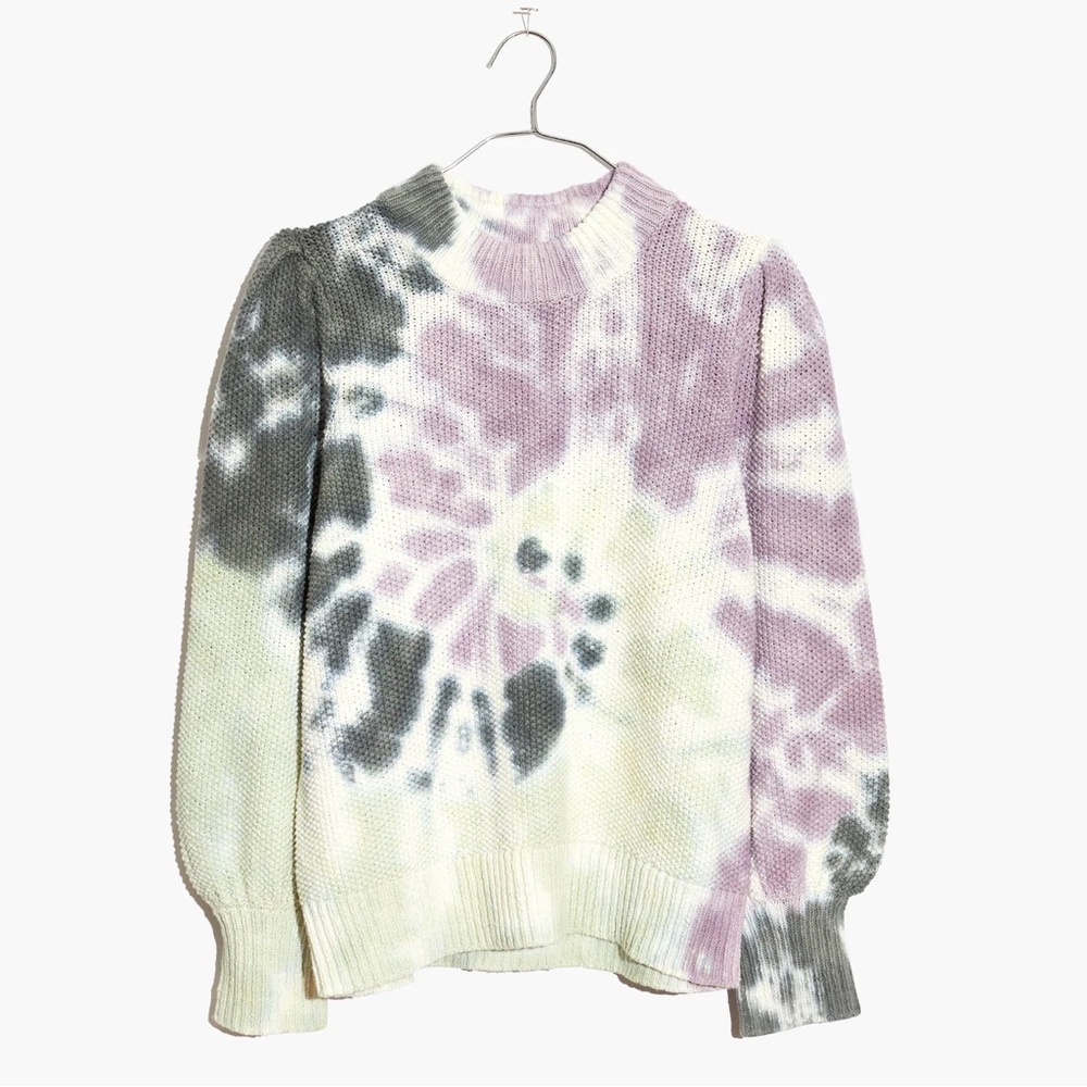 Madewell Tie-Dye Cotton Puff-Sleeve Sweater Sz. Small